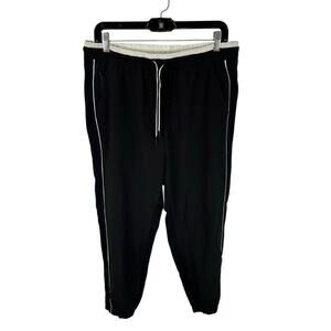 Athleta Brooklyn Jogger Pants Unlined Black White Trim Size 12 Athletic Casual